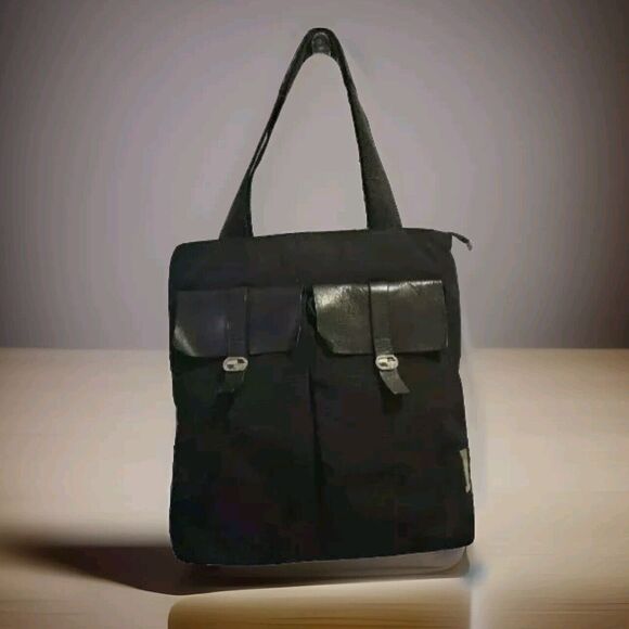 La pagayo Handbags - Lapagayo Hobo Shoulder Bag Tall Rectangle Purse Black Faille Fabric Very Large